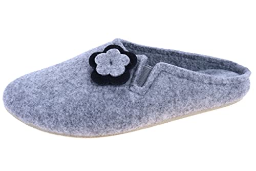 APREGGIO - Damen Hausschuhe aus Filz - Geschlossene Fußspitze - Ganzjahres-Slipper - 100% Naturprodukt - Handgefertigt - Zum Hineinschlüpfen - Flache Sohle - Grau - Größe 36 EU von APREGGIO