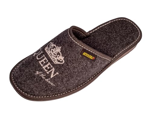 APREGGIO - Damen Hausschuhe Filz - Bequeme Slippers Mit Gummisohle - Indoor-Schuhe - Schwarz - Größe 37 EU von APREGGIO