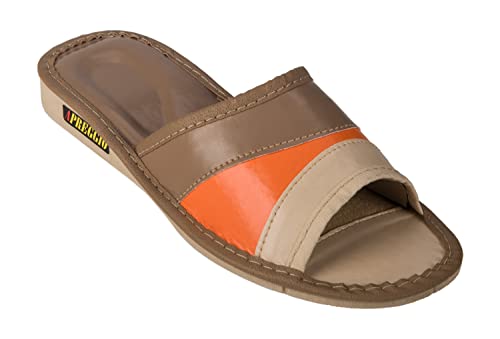 APREGGIO Hausschuhe Damen Leder 41 Größe Braun – Bequeme Leder Hausschuhe Damen - Damen Hausschuhe Leder - Komfort Pantoffeln Damen Gummisohle Fest – Handgefertigt Damenhausschuhe von APREGGIO