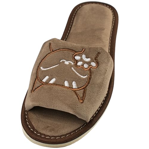 APREGGIO Hausschuhe Damen 37 Größe Braun – Bequeme Pantoffeln Damen - Hausschuhe Damen - Universal Schuhe Damen - Solid Damen Hausschuhe von APREGGIO
