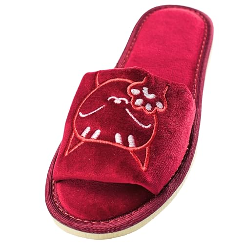APREGGIO Hausschuhe Damen 36 Größe Rot – Bequeme Pantoffeln Damen - Hausschuhe Damen - Universal Schuhe Damen - Solid Damen Hausschuhe von APREGGIO
