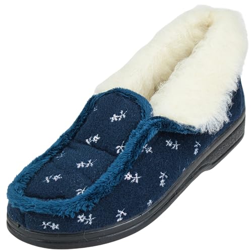 APREGGIO Damen Winter Hausschuhe aus Filz – Gemütliche und Warme Schuhe für den Winter - Indoor & Outdoor Pantoffeln aus Wolle - Blau 39 von APREGGIO