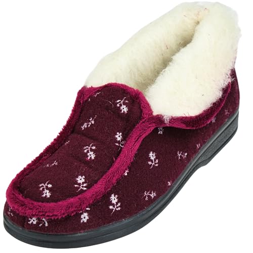 APREGGIO Damen Winter Hausschuhe aus Filz – Gemütliche und Warme Schuhe für den Winter - Indoor & Outdoor Pantoffeln aus Wolle - Rot 37 von APREGGIO
