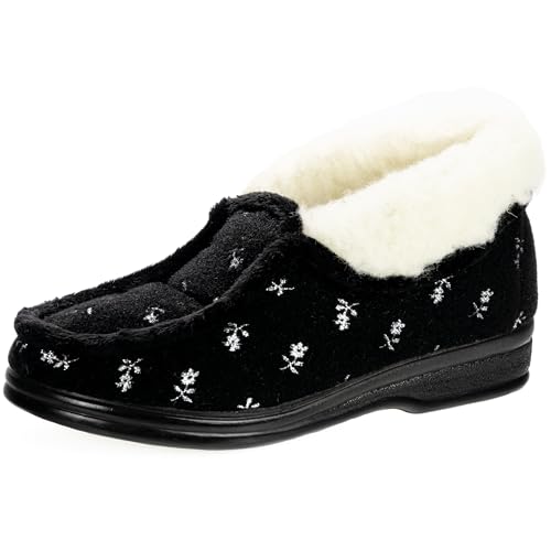 APREGGIO Damen Winter Hausschuhe aus Filz – Gemütliche und Warme Schuhe für den Winter - Indoor & Outdoor Pantoffeln aus Wolle - Schwarz 40 von APREGGIO