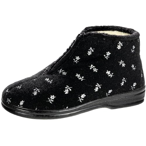 APREGGIO Hausschuhe Damen Winter 38 Größe Schwarz - Warme Pantoffeln - Filzpantoffeln - Winterhausschuhe - Warme Hausschuhe Filz von APREGGIO