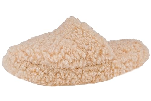 APREGGIO Hausschuhe für Herren und Damen - Unisex Slippers Weiche Wollhausschuhe aus 100% Wolle - Warme Hüttenschuhe für den Winter - Pantoffeln - Beige 37/38 EU von APREGGIO