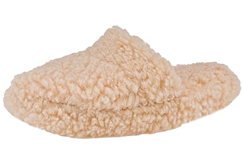 APREGGIO Hausschuhe für Herren und Damen | Unisex Slippers Weiche Wollhausschuhe aus 100% Wolle | Warme Hüttenschuhe für den Winter | Pantoffeln | Beige 41/42 EU von APREGGIO