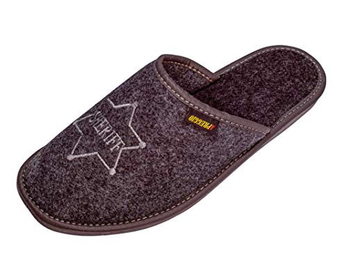 APREGGIO Hausschuhe Herren - Herren Filzpantoffeln - Pantoffeln - Filz Slippers - Indoor Herrenschuhe - Winter Hausschuhe Männer - Dunkelgrau - Größe 42 EU von APREGGIO