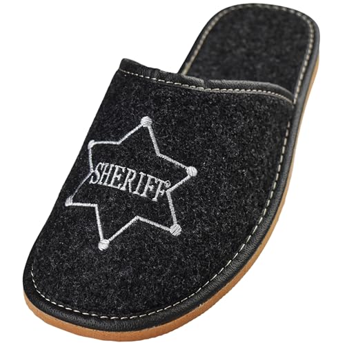 APREGGIO Hausschuhe Herren - Herren Filzpantoffeln - Pantoffeln - Filz Slippers - Indoor Herrenschuhe - Winter Hausschuhe Männer - Schwarz - Größe 40 EU von APREGGIO