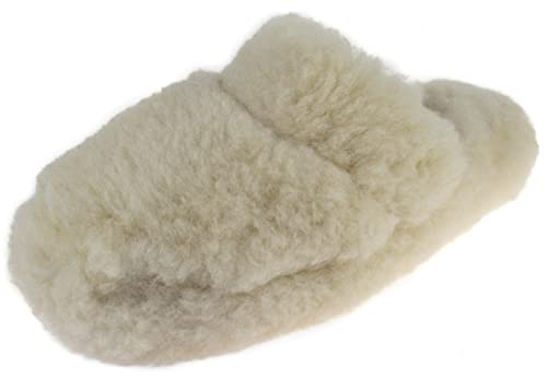 APREGGIO Hausschuhe für Herren und Damen - Unisex Slippers Weiche Wollhausschuhe aus 100% Wolle - Warme Hüttenschuhe für den Winter - Pantoffeln - Weiß 45/46 EU von APREGGIO