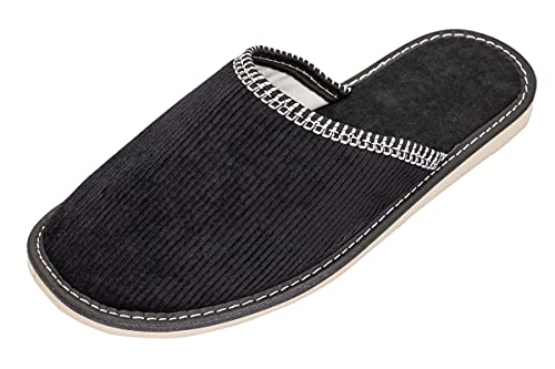 APREGGIO Hausschuhe Herren Gewebe Herrenhausschuhe - Hausschuh Männer Pantoffel Pantoffeln Pantoletten Slipper Mann - Schwarz - Größe 40 EU von APREGGIO