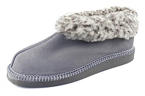 APREGGIO Unisex Winter Hausschuhe aus Wolle und Leder - Weiche Pantoffeln mit Gummisohle - Handgefertigt - für Damen und Herren - Größe 44 von APREGGIO