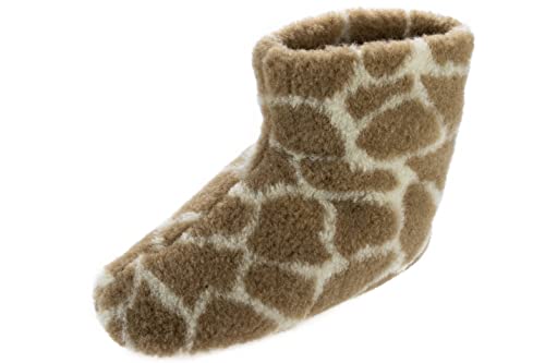APREGGIO Winter Hausschuhe Unisex – Warme Wolle Pantoffeln mit Rutschfester Ledersohle – Stil für Damen und Herren - Warme Pantoffeln - Giraffe Größe 39 von APREGGIO