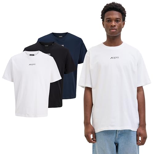 APREL T-Shirt Herren 3er Pack – Locker Geschnittene Baumwollshirts mit Rundhals & Kurzarm – Weiche Atmungsaktive Basic Oberteile T-Shirts für Herren - Alltag, Freizeit & Unterziehshirt von APREL