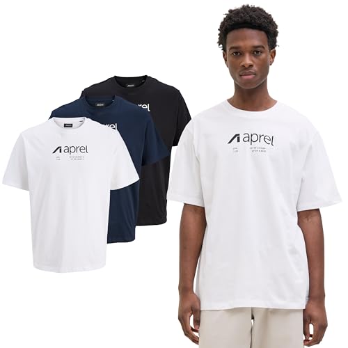APREL T-Shirts Herren 3er Pack – Baumwolle Rundhals Kurzarmshirt Locker Geschnitten – Weiche, Atmungsaktive Basic T-Shirts für Herren, Alltag oder als Unterziehshirt von APREL