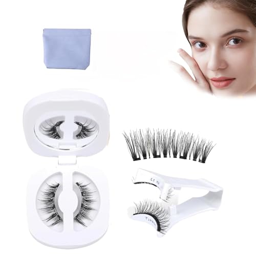 Flylash Magnetic Lashes Kit, FlyLash Magnetische Wimpern mit Applikator, Wiederverwendbarer Natürlicher Look, Kein Kleber Erforderlich, Stark Und Leicht, Magnetische Wimpern Ohne Eyeliner, Einfach Zu von APRILADY