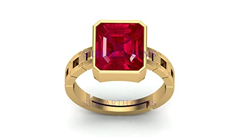 APSLOOSE 6,50 Karat A+ Qualität natürlicher Burma Rubin Manik Unerhitzter unbehandelter Edelstein Goldring für Damen und Herren (GGTL Lab zertifiziert), Messing, Rubin von APSLOOSE