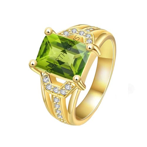 APSLOOSE Lab Ring mit 8,25 Ratti 7,00 Karat natürlicher Peridot vergoldet Peridot für Damen und Herren – Zertifiziert, Metall, Peridot, Metall, Peridot von APSLOOSE