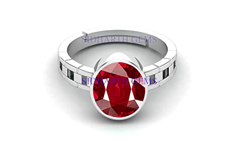APSLOOSE Super Qualität Burma Rubin Stein 9.00 Ratti mit Labor getestet zertifiziert unbehandelter unbeheizter natürlicher Manik Edelstein Manikya versilbert verstellbar Ring für Damen und Herren, von APSLOOSE