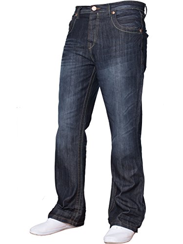 APT Herren Basic Bootcut Denim Jeans mit weitem Bein, verschiedene Taillengrößen und Farben erhältlich, Dark Wash, 30 W/34 L von APT