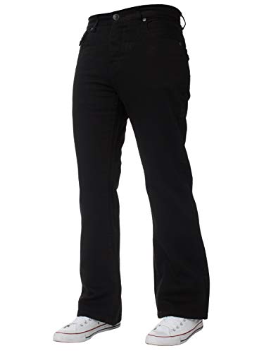 APT Herren Basic Bootcut Denim Jeans mit weitem Bein, verschiedene Taillengrößen und Farben erhältlich, Schwarz , 28 W/30 L von APT