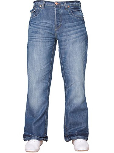 APT Herren Basic Bootcut Wide Leg Flared Denim Jeans – verschiedene Taillengrößen und Farben erhältlich, blau, 32 W / 32 L von APT