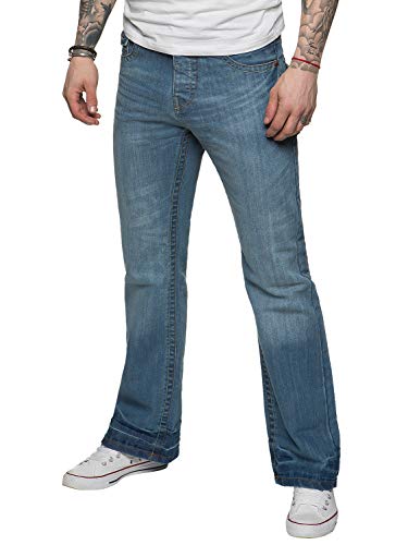 APT Herren Designer Basic Bootcut Flared Wide Leg Blue Denim Jeans – Range of Waist, blau, 32 W/30 L von APT