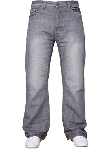 APT Herren einfach blau Bootcut weites Bein ausgestellt Works Freizeit Jeans Große Größen in 3 Farben erhältlich - grau, 30W x 32L von APT
