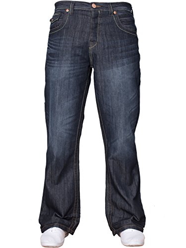NEU Herren Designer einfach Bootcut ausgestellt weites Bein blau Jeans alle Hüfte Größen - dunkel waschung, 36 W X 34L von APT