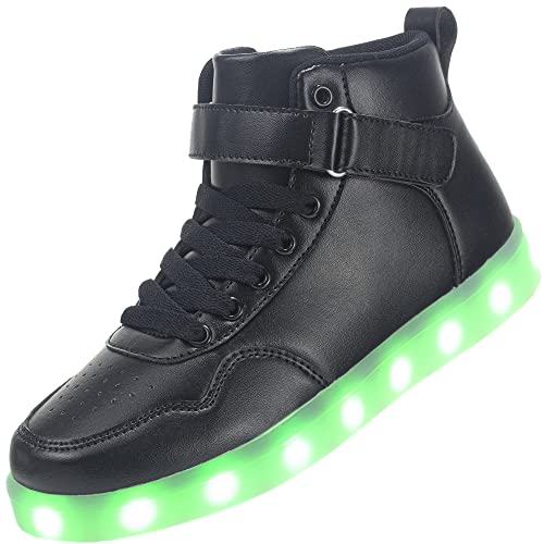 APTESOL Kinder LED Schuhe High-Top Licht Blinkt Sneaker USB Aufladen Shoes für Jungen und Mädchen [Schwarz, EU29] von APTESOL