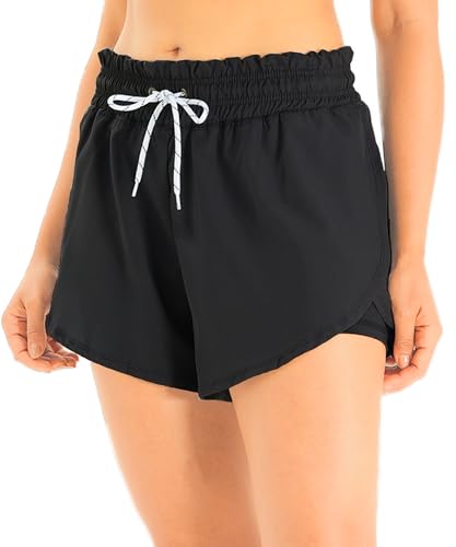 APTRO Damen Badehosen Badeshorts Strand Wassersport Shorts Schwimmen Boardshorts Sommer Sport Shorts Innenhose Schwarz WS70 M von APTRO