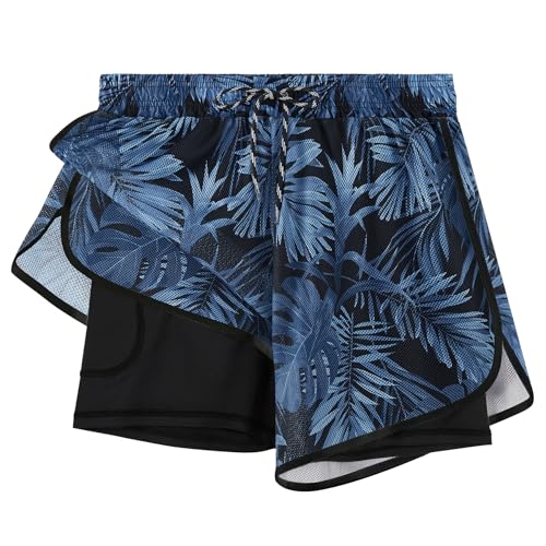 APTRO Damen Badeshorts Badehose Schwimmshorts Beach Strand Surf Shorts mit Innenhose Netz Palmen W88 S von APTRO