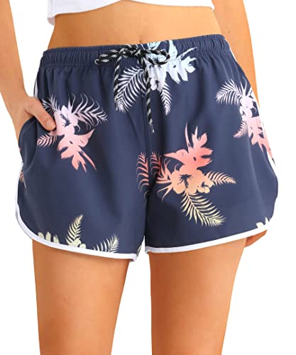 APTRO Damen Badeshorts Badehose Strand Boardshorts Wassersport Shorts UV Schutz Sommer Sport Gym Shorts Blumen WS252 L von APTRO