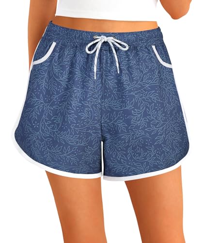 APTRO Damen Badeshorts Badehose Strand Wassersport Shorts Boardshorts UV Schutz Sommer Sport Gym Shorts Blau WS285 S von APTRO