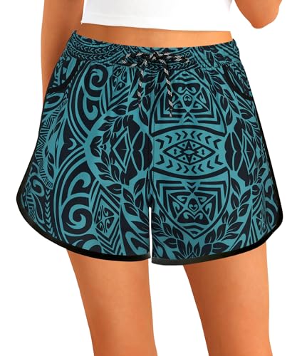 APTRO Damen Badeshorts Badehose Strand Wassersport Shorts Boardshorts UV Schutz Sommer Sport Gym Shorts Blau WS286 2XL von APTRO