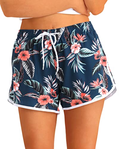 APTRO Damen Badeshorts Badehose Strand Wassersport Shorts Boardshorts UV Schutz Sommer Sport Gym Shorts Blumen Schwarz WS214 S von APTRO