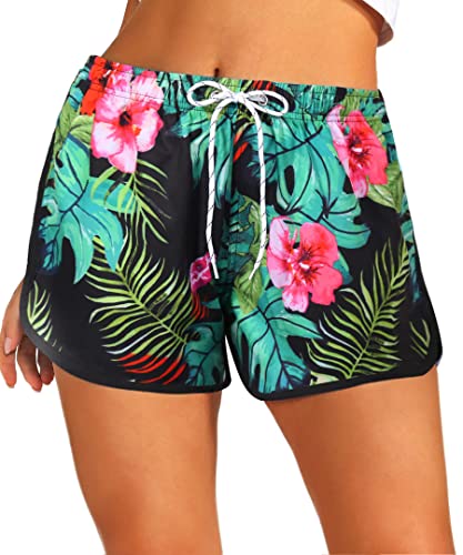 APTRO Damen Badeshorts Badehose Strand Wassersport Shorts Boardshorts UV Schutz Sommer Sport Gym Shorts Blumen WS237 2XL von APTRO