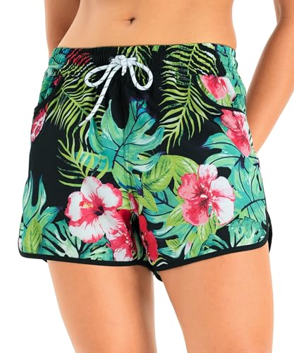 APTRO Damen Badeshorts Badehose Strand Wassersport Shorts Boardshorts UV Schutz Sommer Sport Gym Shorts Blumen WS237 M von APTRO