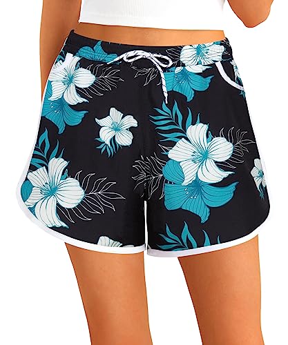 APTRO Damen Badeshorts Badehose Strand Wassersport Shorts Boardshorts UV Schutz Sommer Sport Gym Shorts Blumen WS253 2XL von APTRO