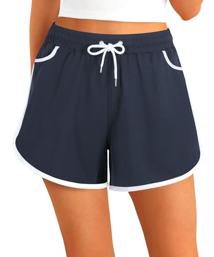 APTRO Damen Badeshorts Badehose Strand Wassersport Shorts Boardshorts UV Schutz Sommer Sport Gym Shorts Dunkelblau WS264 L von APTRO