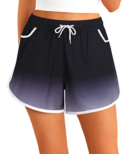 APTRO Damen Badeshorts Badehose Strand Wassersport Shorts Boardshorts UV Schutz Sommer Sport Gym Shorts Schwarz WS268 2XL von APTRO