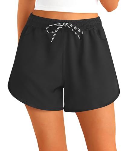 APTRO Damen Badeshorts Strandshorts Boardshorts Badehose Wassersport UV Schutz Sommer Sport Shorts Schwarz WS292 L von APTRO