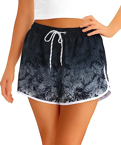 APTRO Damen Badeshorts Badehose Strand Wassersport Shorts Boardshorts UV Schutz Sommer Sport Gym Shorts Farbverlauf Grau WS211 M von APTRO