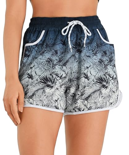 APTRO Damen Badeshorts Strandshorts Boardshorts Badehose Wassersport UV Schutz Sommer Sport Shorts Farbverlauf Grau WS211 XL von APTRO