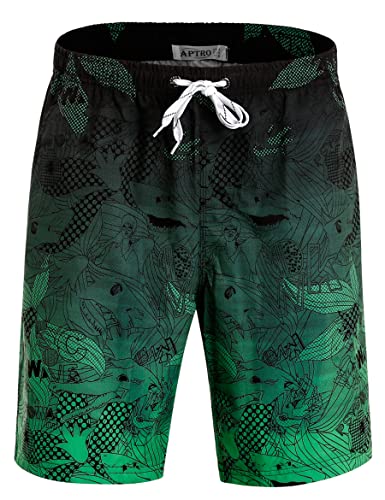 APTRO Herren Badehose Freizeit Short Schnelltrocknend Badeshorts, S023,Grün, 3XL von APTRO