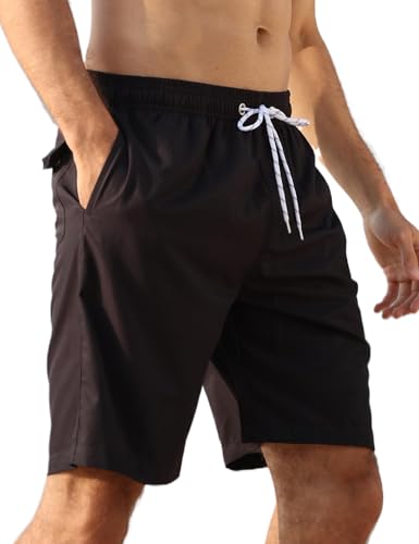APTRO Herren Badehose Freizeit Short Schnelltrocknend Badeshorts Sportsshorts Schwarz K27 4XL von APTRO