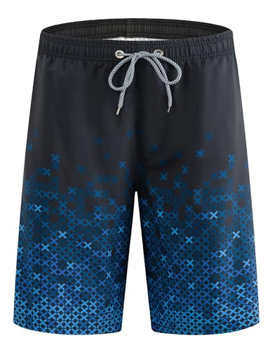 APTRO Herren Badehose Lang Badeshorts Schnelltrocknend Boardshorts Freizeit Short Blau MK3308 3XL von APTRO