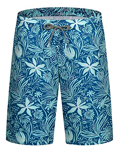 APTRO Herren Badehose Lang Badeshorts Schnelltrocknend Boardshorts Freizeit Short Blumen Blau MK204 M von APTRO