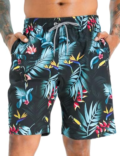 APTRO Herren Badehose Lang Badeshorts Schnelltrocknend Boardshorts Freizeit Short Blumen Grün KT02 S von APTRO