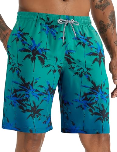 APTRO Herren Badehose Lang Badeshorts Schnelltrocknend Boardshorts Freizeit Short Farbverlauf Blau MK088 XL von APTRO